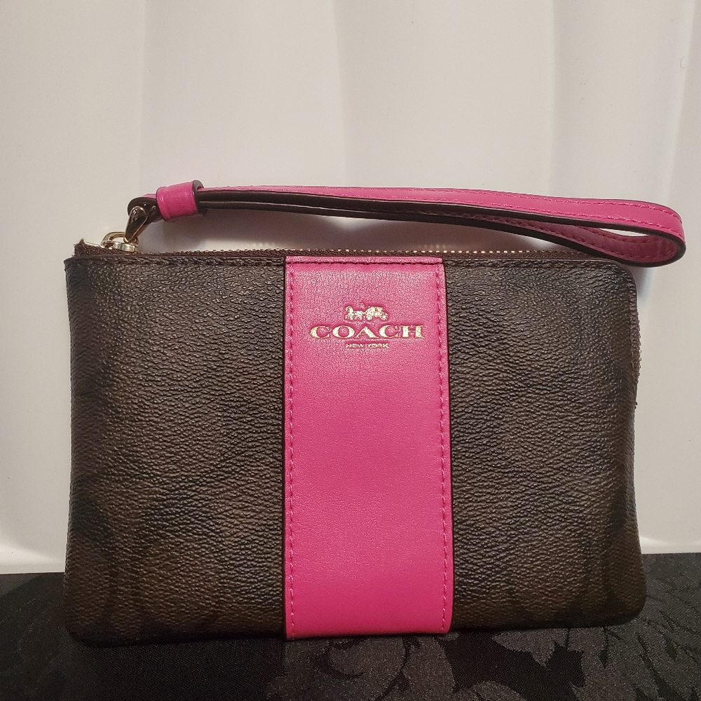 Coach Brown and Pink Wristlet - Picture 2 of 8